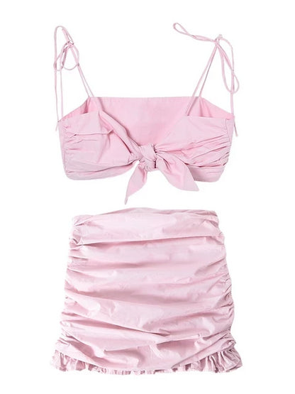 Candy Dream Two Piece Pink Set Top and Skirt - VYEN